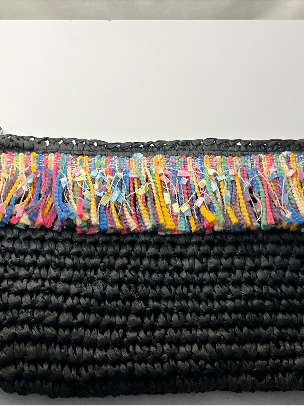 Love of Fashion Navy Blue  Clutch with Multicolor Fringe